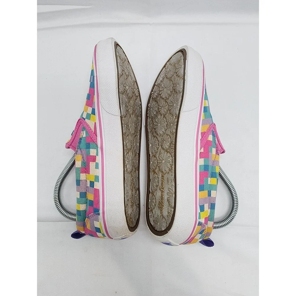 Skechers Slip On Canvas Shoes Kids Size 2 Rainbow Pixel Print Casual Used